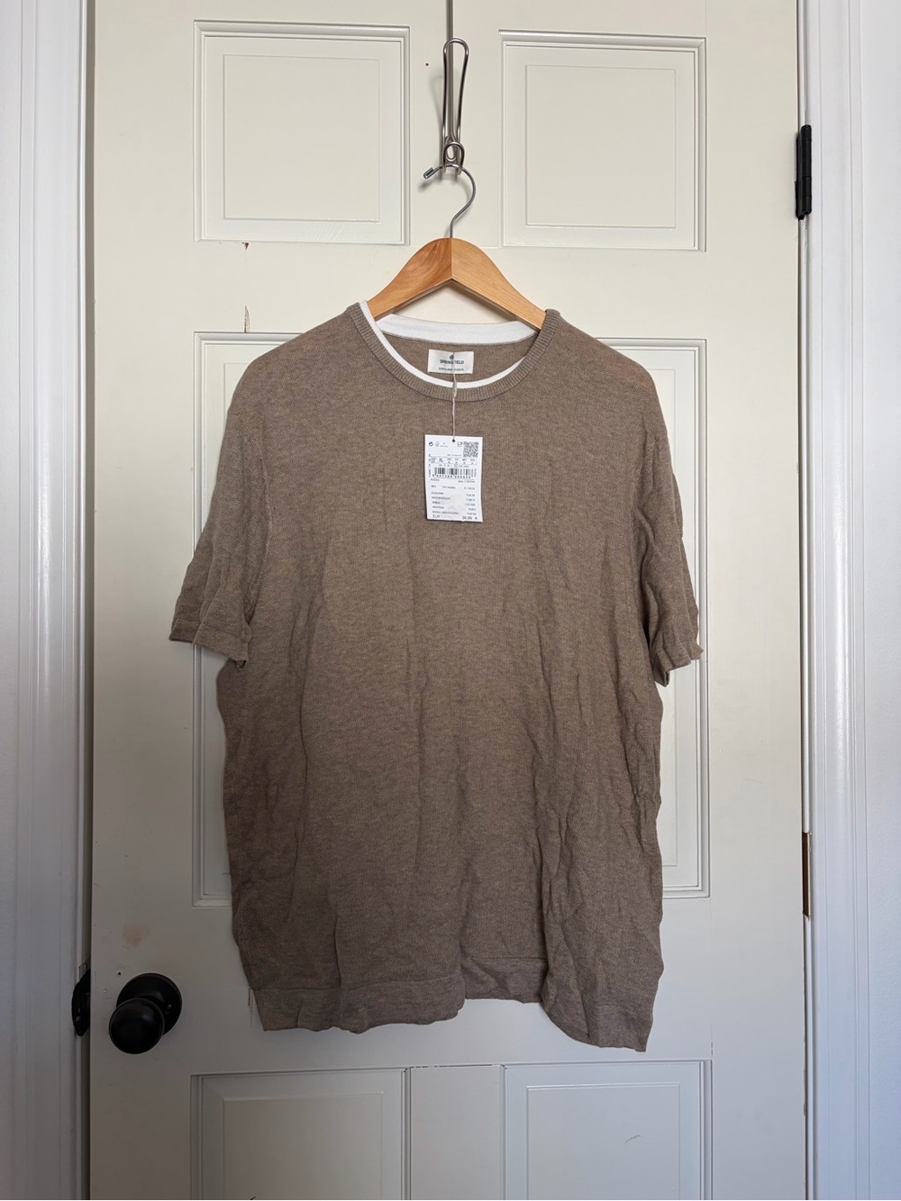 Casual Crewneck Short Sleeve Shirt in Taupe
